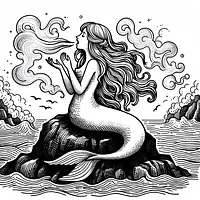A black and white coloring page of  simple, siren.