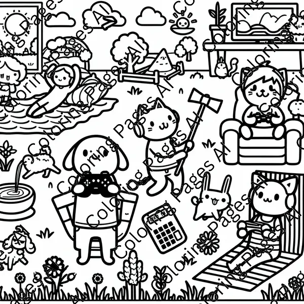 Animal Crossing New Horizons Coloring Page - Coloring Pages AI